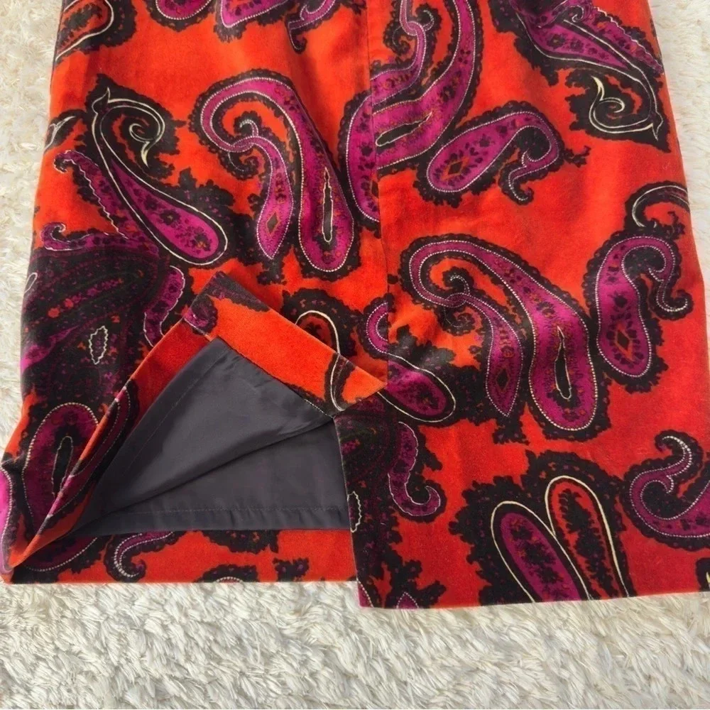 Talbots Womens Paisley Velvet Pencil skirt size 4 Petite